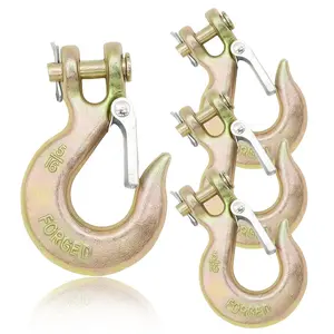 5/16 Inch Clevis Slip Hook with Safety Latch 4 Pack Heavy Duty Chain Hooks for 5/16" Trailer Safety Chain Forged Steel G70 Clevis Hook for Trailer Truck Winch Tow 14000 Lbs Capacity
