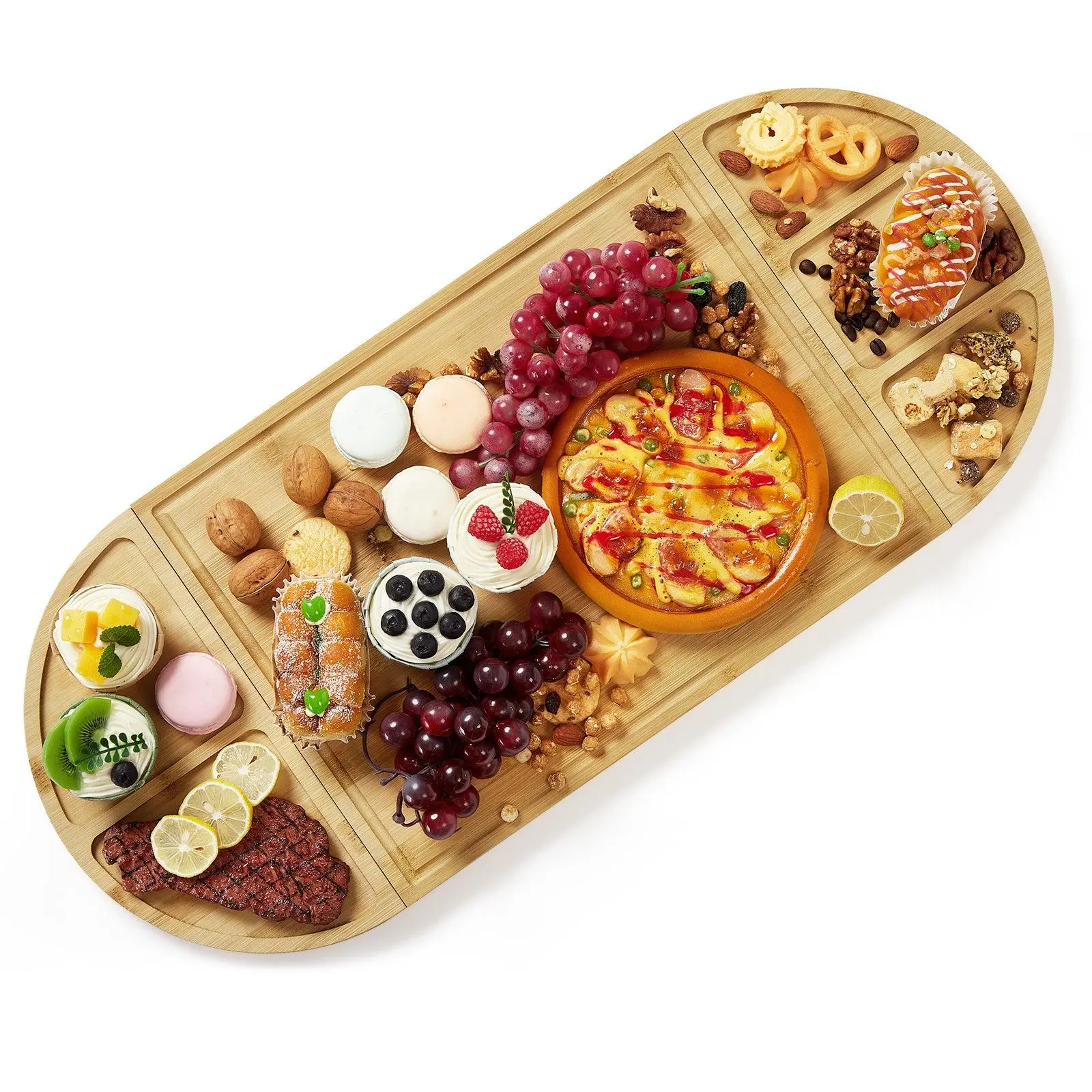 GARVEE3 Piece Magnetic Bamboo Cheese Board Set, Large Wood Cutting Board with Deep Juicy Groove for Kitchen, Meal Prep Cutting Board, Chopping Board Set with Storage for Entertaining