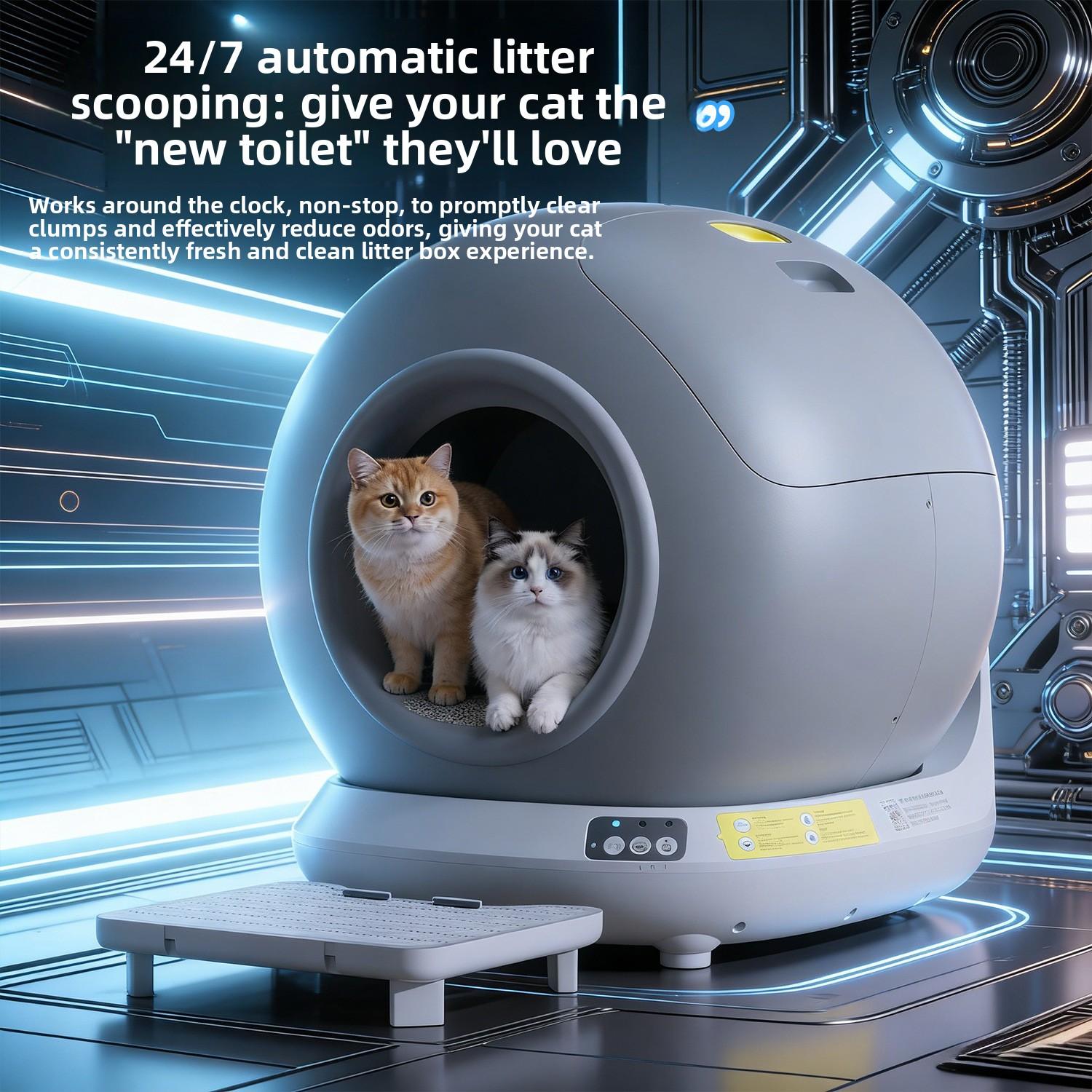 Smart app-controlled cat litter box, fully automatic, extra-large, anti-splash, enclosed cat toilet