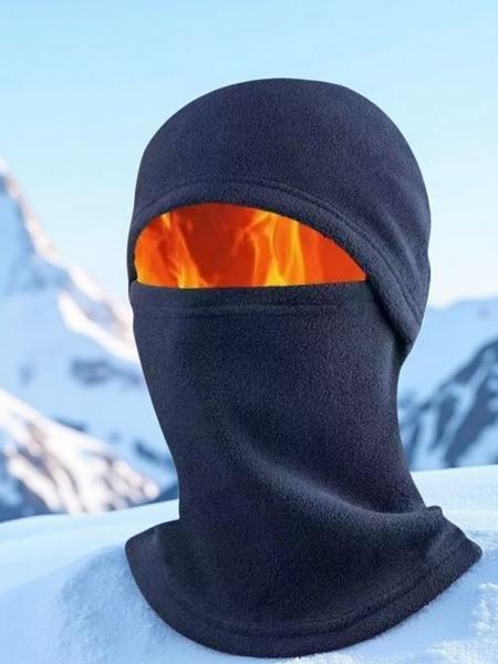 Autumn Winter Fleece Face Mask, Windproof Ski Cap and Hooded Neck Warmer for Unisex Outdoor Sports