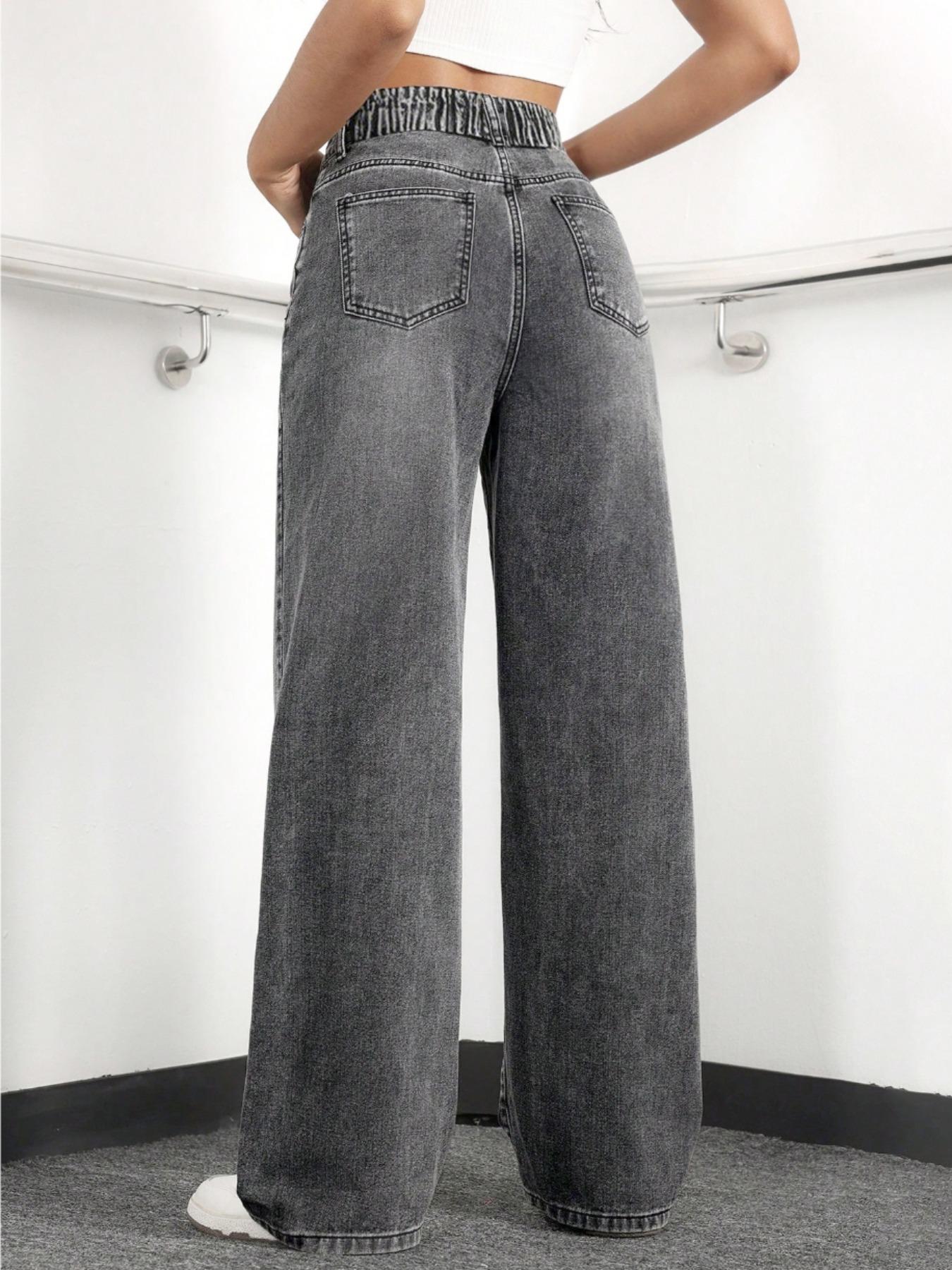 Women's Wide Leg Jeans, Fashionable Casual Denim Jeans for Daily Wear, Women Trousers for All Seasons, Denim Clothing