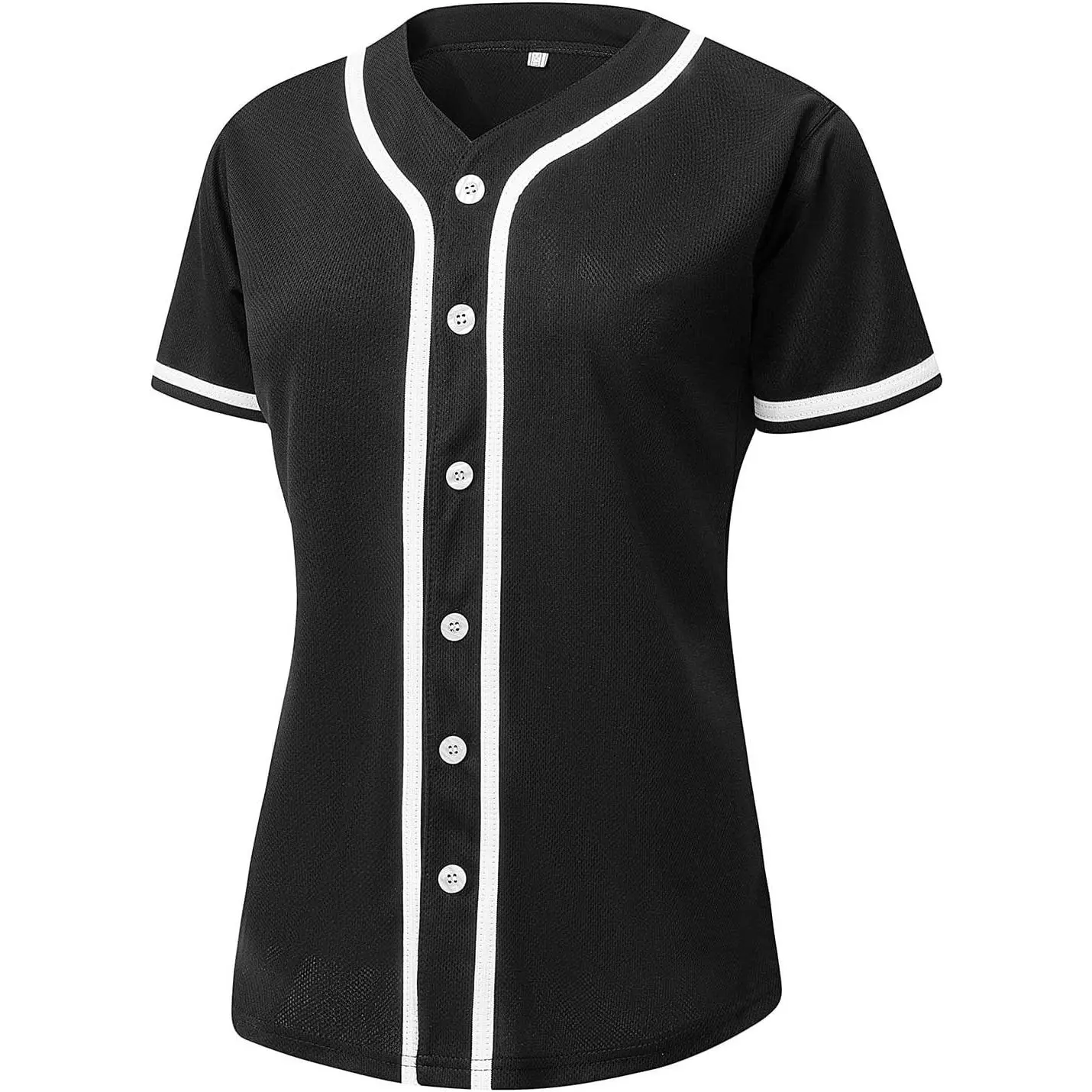 Womens Button Down Baseball Jersey, Blank Softball Team Uniform, Hip Hop Hipster Short Sleeve Active Shirts