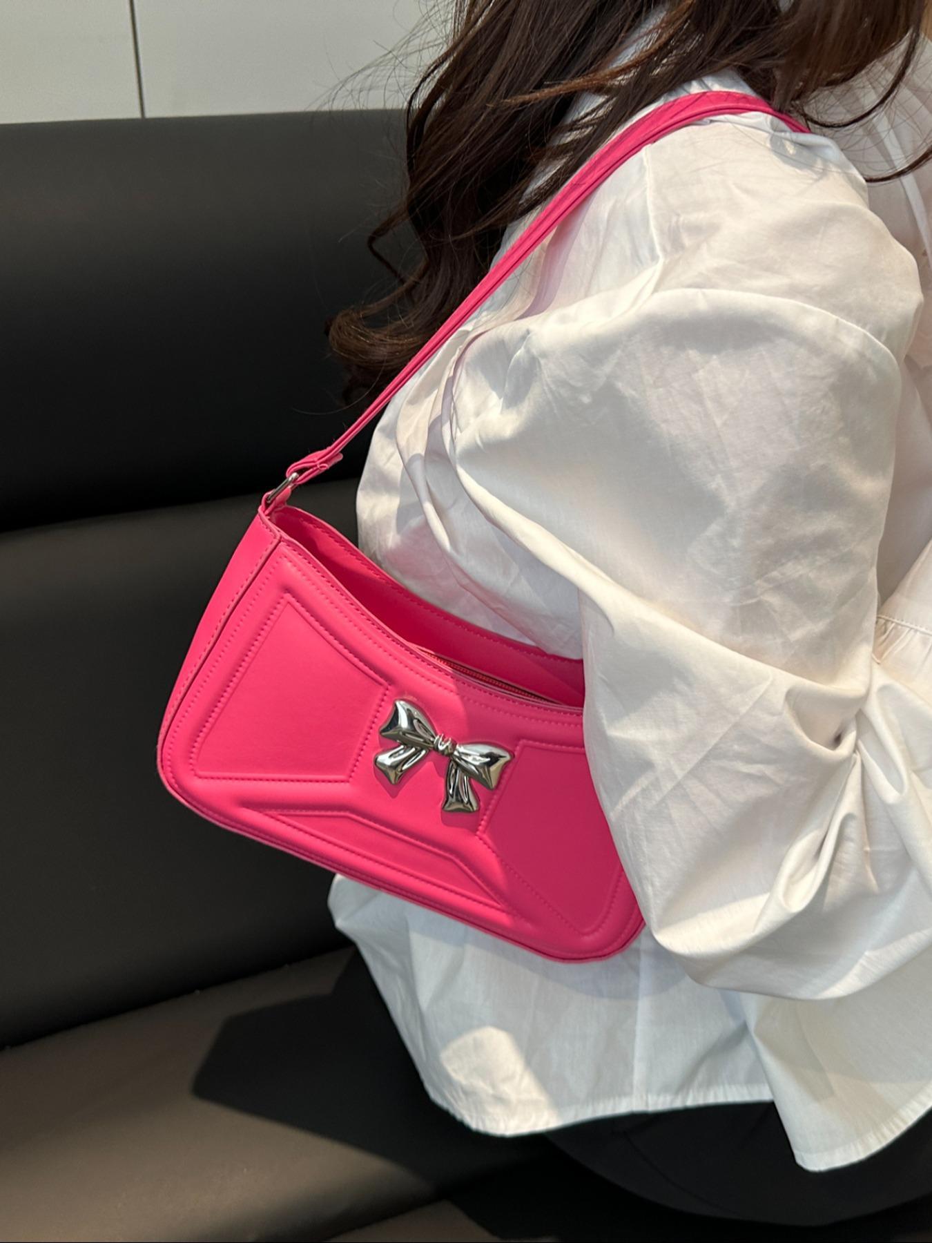 Women's Elegant Bowknot Decorated Shoulder Bag, Fashionable Solid Color Crossbody Bag for Work & Daily Used, Casual Trendy Versatile High-quality Daily Commuting Bag, Casual Trendy Purse