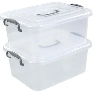 2-Pack Clear Storage Latch Box, Plastic Containers with Lids, 8 L