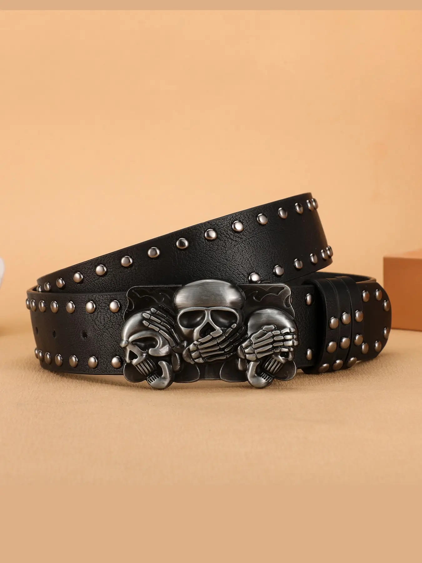 Women's Fashion Skull Punk Metal Rivet Belt, Unisex Durable Rock Daily Accessory, Perfect for Casual Style, One Pack