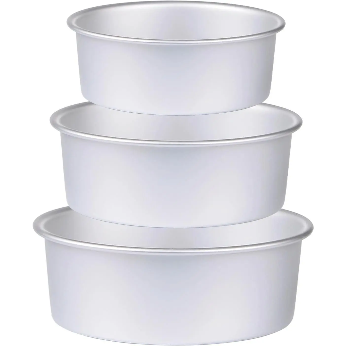 Aluminum Heavy-Duty Non-Stick Round Cake Pan Set (3-Piece: 6in, 3/8in, 3/10in, 3in) - Even Baking Tools for Home Kitchen Birthday Cake & Special Occasions