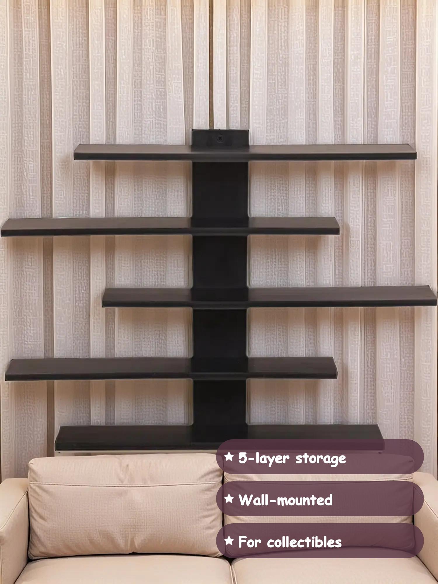 Adjustable Wall-Mounted Display Shelf, 5 Layers Storage Rack for Action Figures, Mini Blocks, Collectibles, Modern Home Decor Organizer, Wall Mount Design