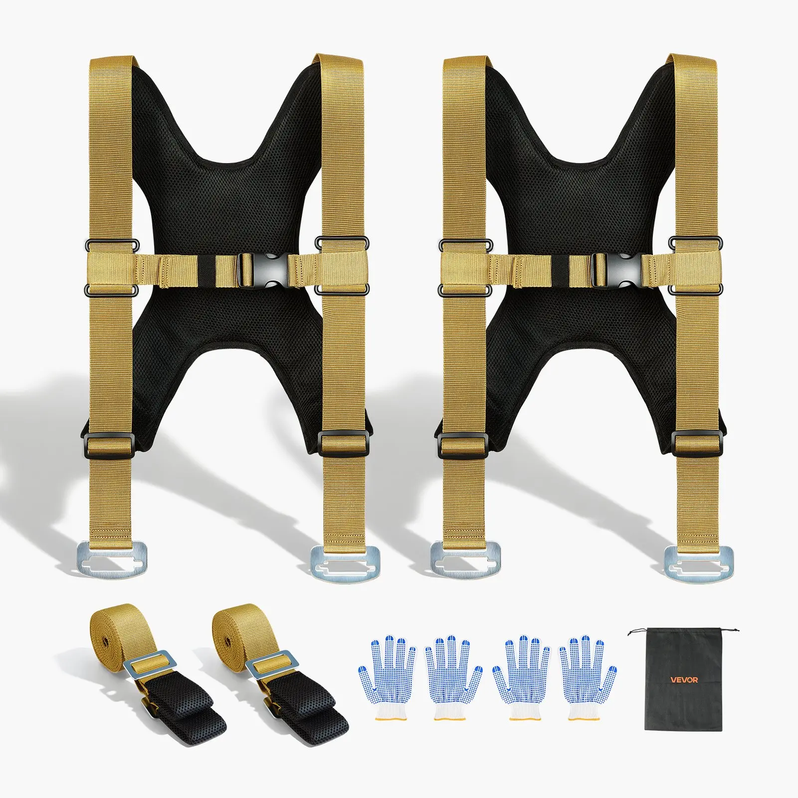 VEVOR Moving Straps, Supports up to 1000 lbs, 2-Person Lifting and Moving System with 2 Harness Straps 2 Load-bearing Straps, Adjustable Lifting Straps for Moving Furniture Appliances Mattresses