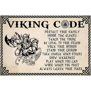Bestylez Viking Gifts For Men Viking Code Sign Home Bar Wall Decor 8x12 Inches Rustic Norse Mythology Norse Rune Artwork Scandinavian Nordic Decor Bedroom Living Room Housewarming Present