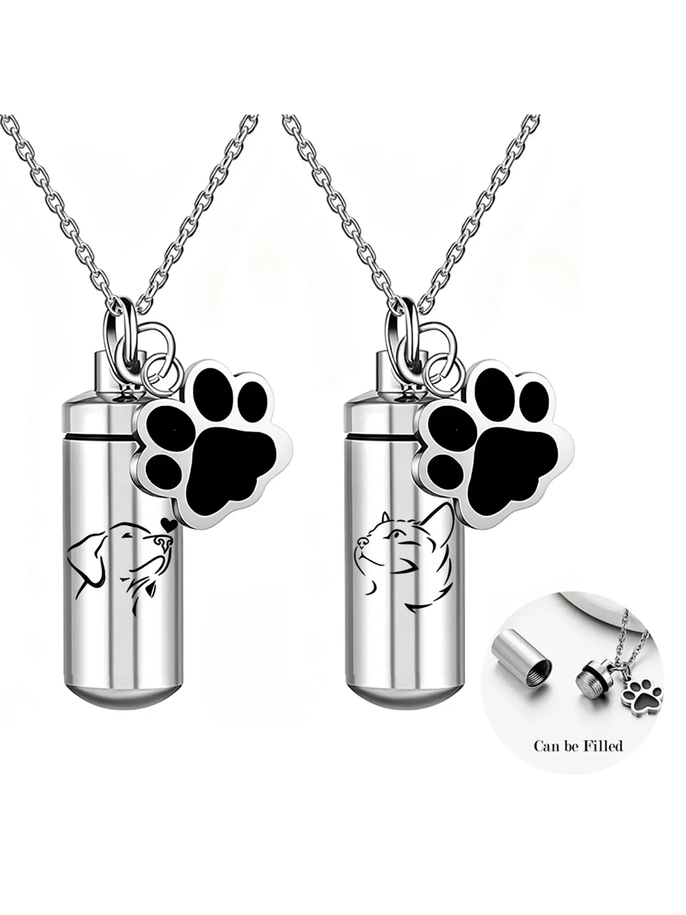 1 Pcs Pet Cat Dog Cremation Jewelry Necklace Dog Ashes Urn Necklaces Large Medium Small Ash Dog Keepsake Memorial Jewelry Gifts For Women Men