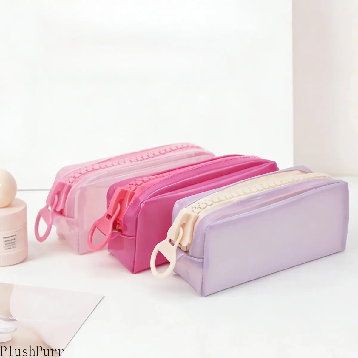 Girls' PVC Transparent Pencil Case - School Season Essential, Minimalist Unique Design, Large Capacity Anti-Collision, Stylish Portable Stationery Bag for School & Daily Use, Pencil Pouch, Plastic, Pvc Plastic tiktokshopbacktoschool