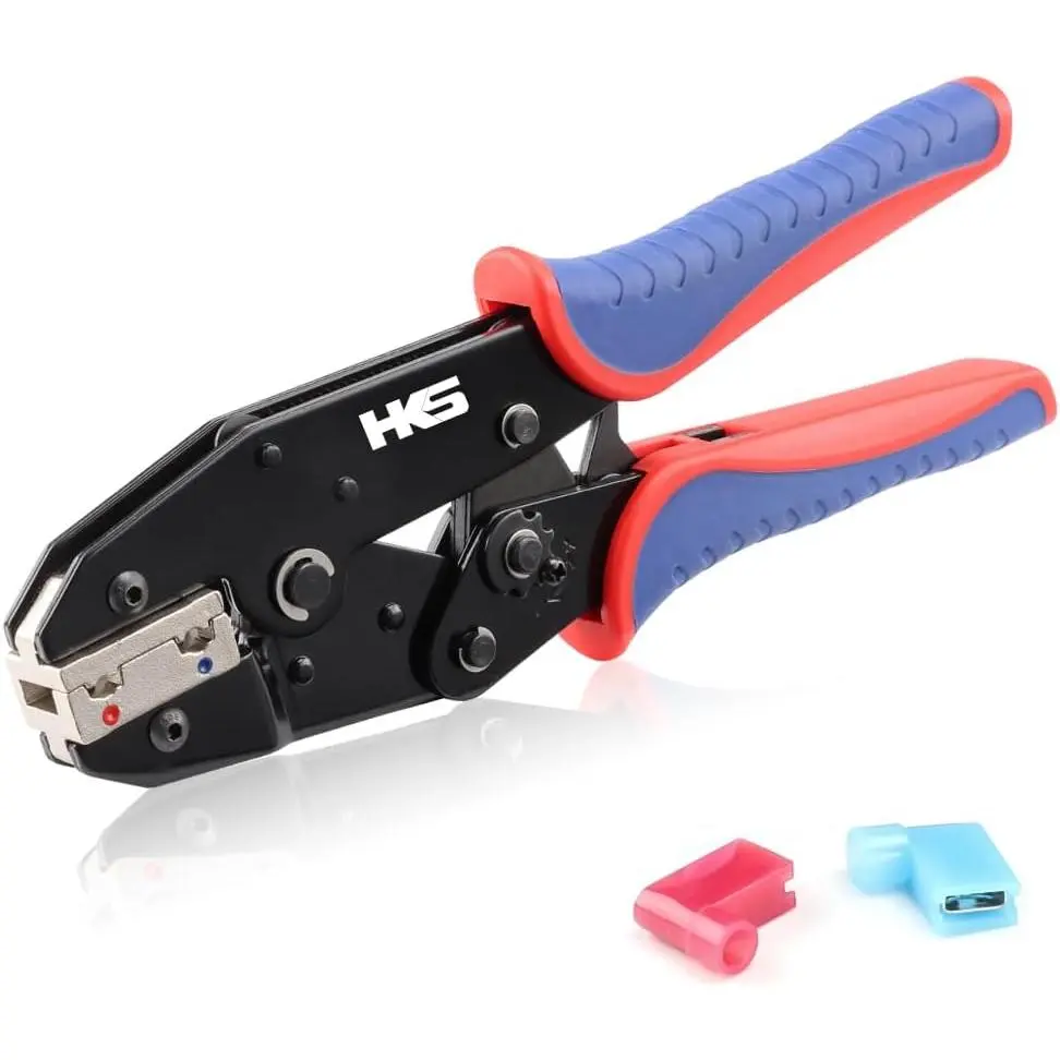 Crimping Tool for Insulated Flag Terminals - Ratcheting Wire Crimpers - AWG 22-14 (0.5-2.5mm²) - Ratchet Terminal  - Electrical Crimping Tool