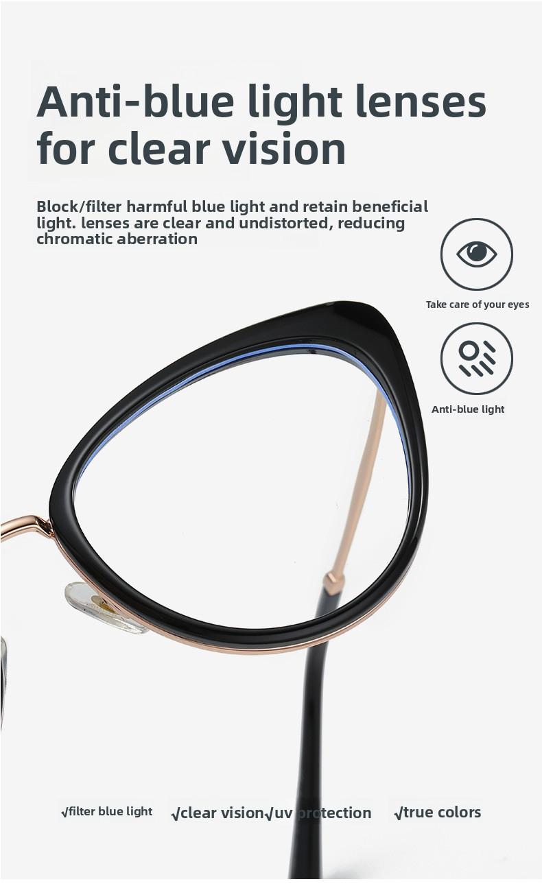 TR90 glasses frame, anti-blue light glasses frame, metal cat-eye optical glasses, Ins trend, for office, computer, mobile phone, and reading blue light glasses for kids anti glare,blue light blocking glasses for computer eyes,anti fatigue reading glasses