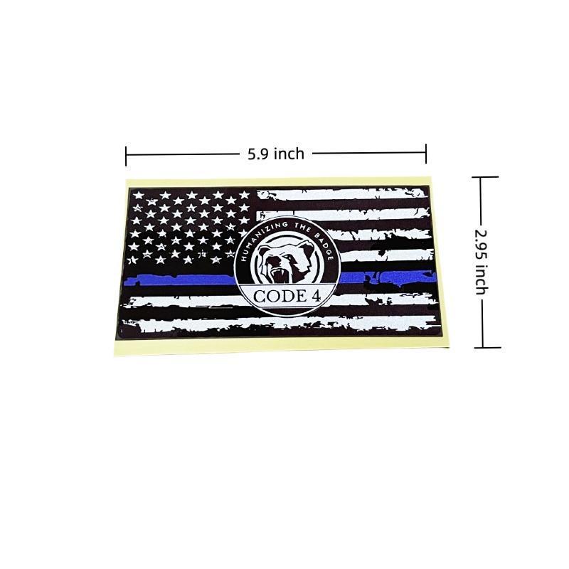 Thin Blue Line Sticker code 4- Show Police Support! Waterproof Decal for Car, Laptop, Helmet | Back the Blue Cop Gift,Gift