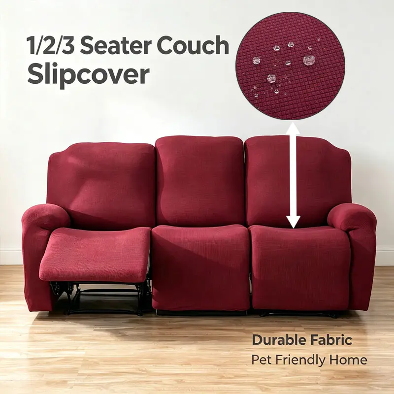 Elastic Square Texture Sofa Cover, Anti-Fouling & Dirt Resistant, Machine-Washable, Family-Friendly, Ideal for Children & Pets