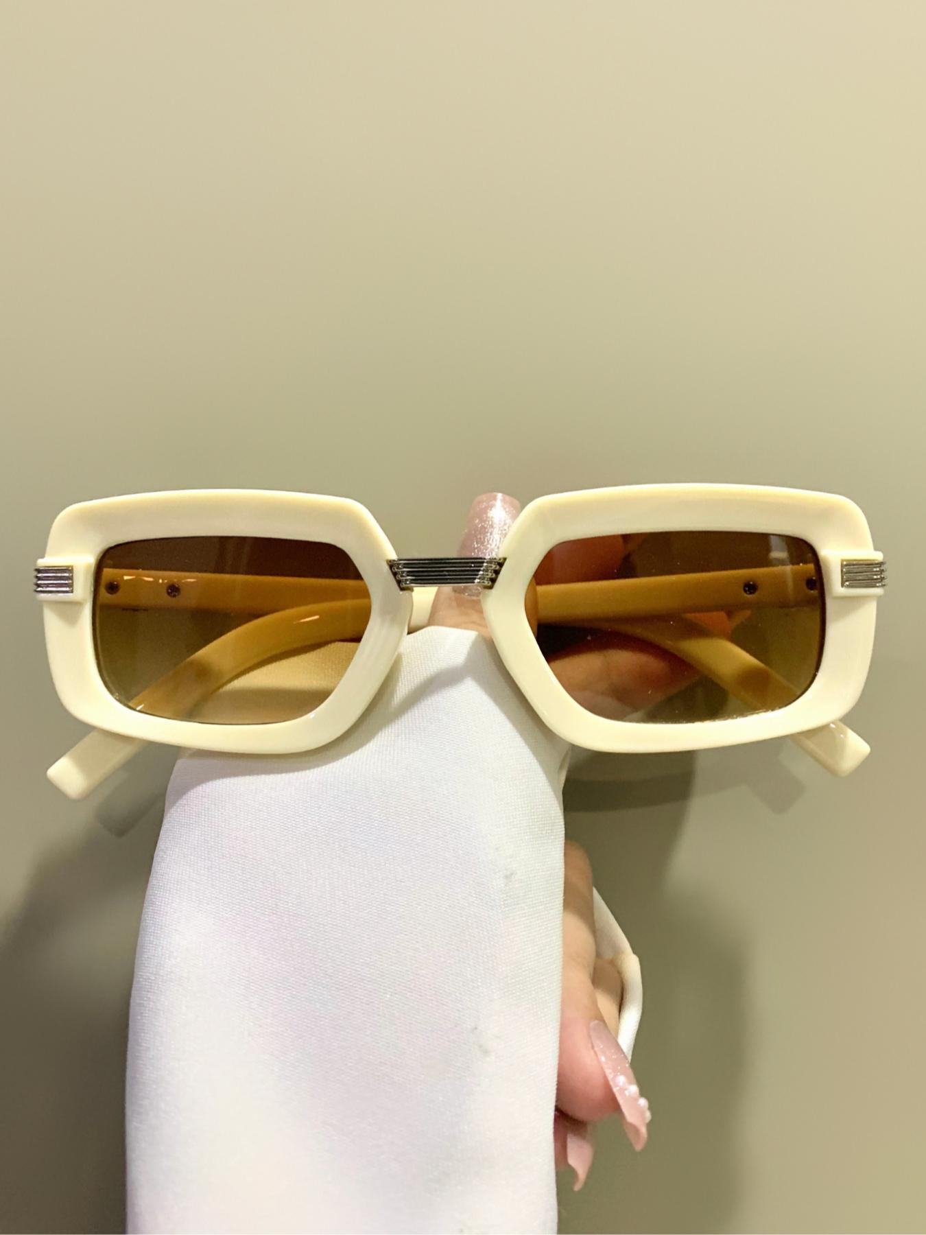 Unisex Vintage Rectangle Frame Glasses, Trendy Casual Glasses for Everyday Use, Fashion Accessories for Outdoor Activities