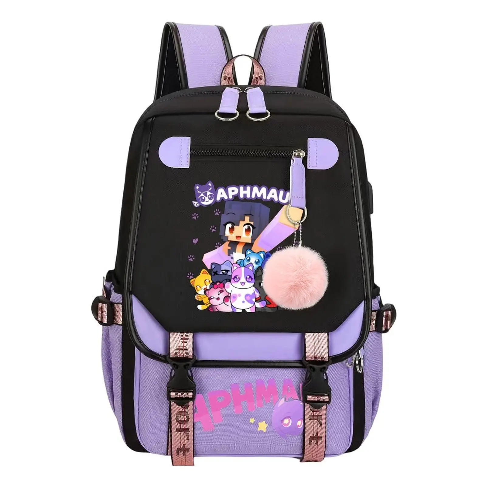 Aphmau Meemeows Print Backpack for Boys & Girls, Teen Student School Bag, Large Capacity Backpack,  Water-Resistant Durable Design, Multi-Pocket Organizer, Perfect Birthday & Holiday Gift 11.4” × 18.1”