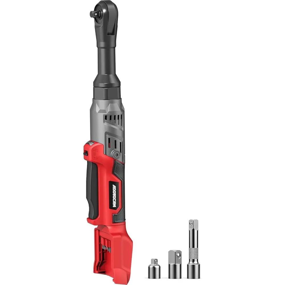 3/8" Cordless Ratchet Wrench for Milwaukee 18V Battery(Tool Only),75FT-LBS(102N.m) Extended Electric Ratchet Wrench with Variable Speed, LED Light, 1/4"&1/2" Adapter,3" Extension Bar
