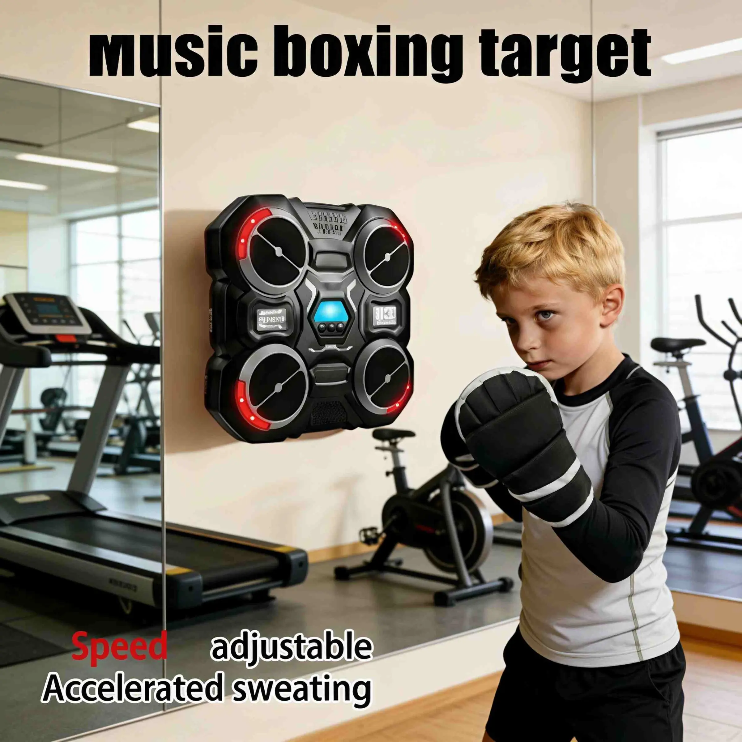 Smart Music Boxing Trainer for Kids and Adults, Portable Fitness Device, Home Gym Use, Includes Gloves, No Plug Needed, Battery Required