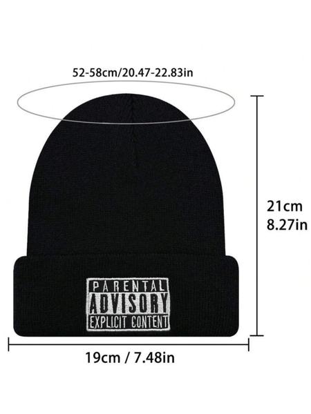 1pc Unisex  Beanie Knit Hats with Embroidered Letter, Outdoor Warm Headwear, New Fashionable Brimless Cap, Embroidered Fitted Cap