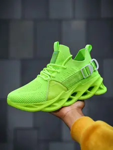 Men's Trendy Hollow Dad Shoes, Eye-catching FASHION Print, Four-color Blade-shaped Sole, Flyknit Upper & Adjustable Straps, Comfortable Casual Shoes, Sizes 39-46