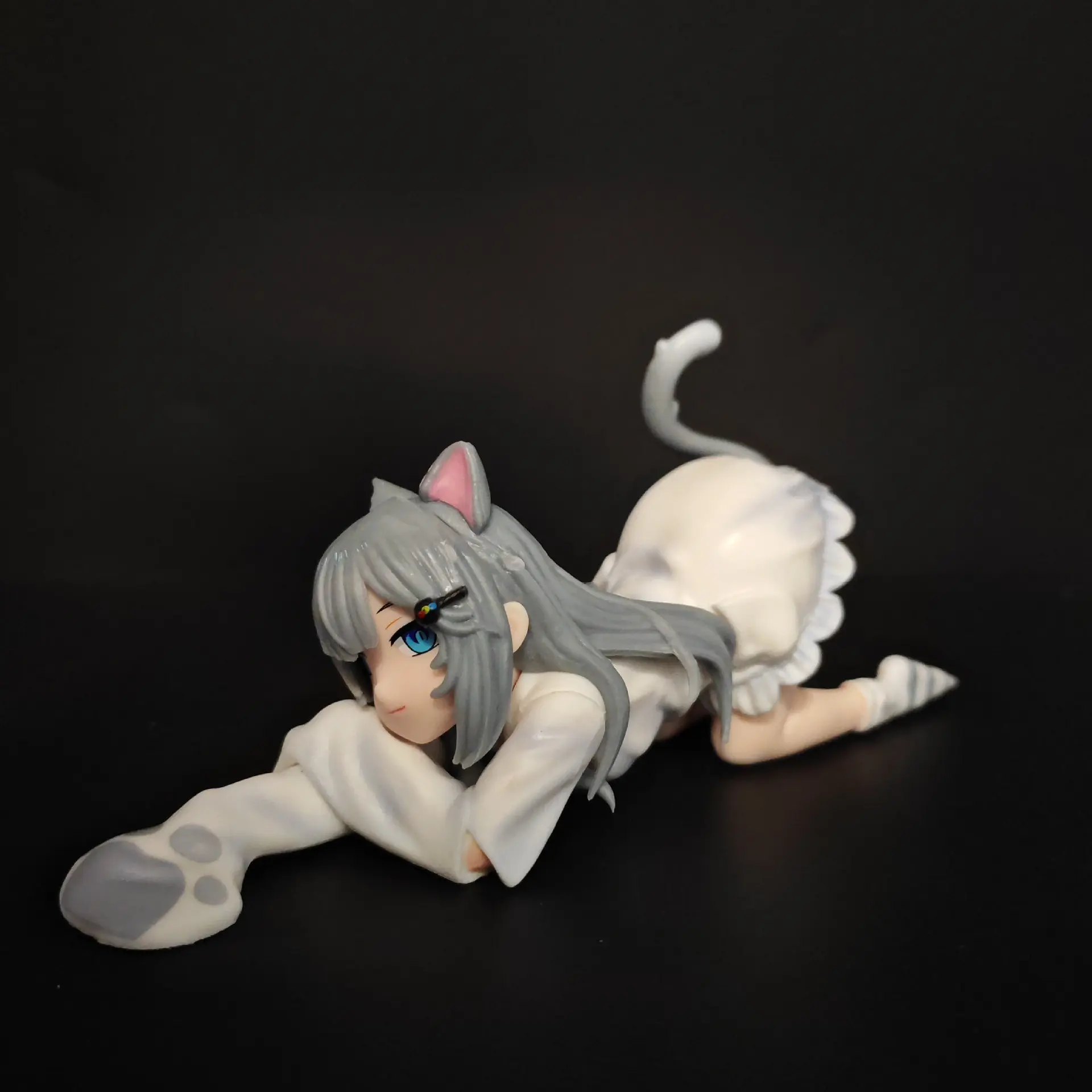 New Arrival Lying Pose Kanagawa Cat Girl Anime Figure Model, Cute Maiden Desktop Decoration, Collectible Handmade Craft, PVC Figure, Model Collectible Figurine