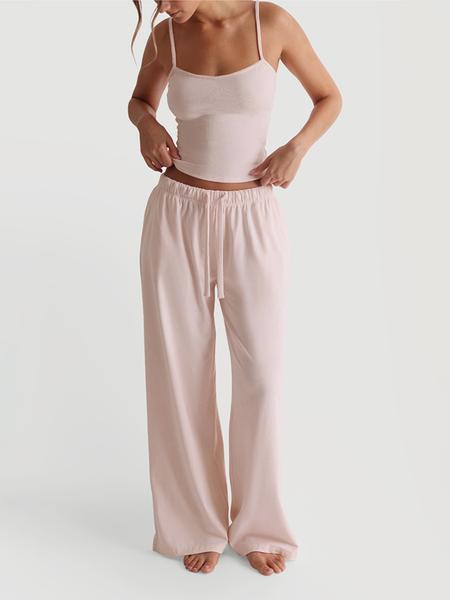 Two-Piece Set Women's Solid Color Cami Top & Pants, Casual Sleeveless Top & Pants for Daily Wear, Ladies Summer Clothes Two-Piece Set Women's Solid Color Cami Top & Pants, Casual Sleeveless Top & Pants for Daily Wear, Ladies Summer Clothes