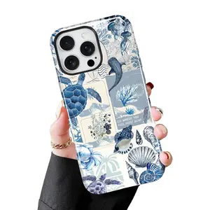 Summer Vibe Coastal Ocean Magnetic Phone Case For IPhone 17 16 15 14 13 Pro Max – Minimal Aesthetic Shockproof Cover, Cute Sea Turtle Shell Wireless Charging Case For Girls Summerwins