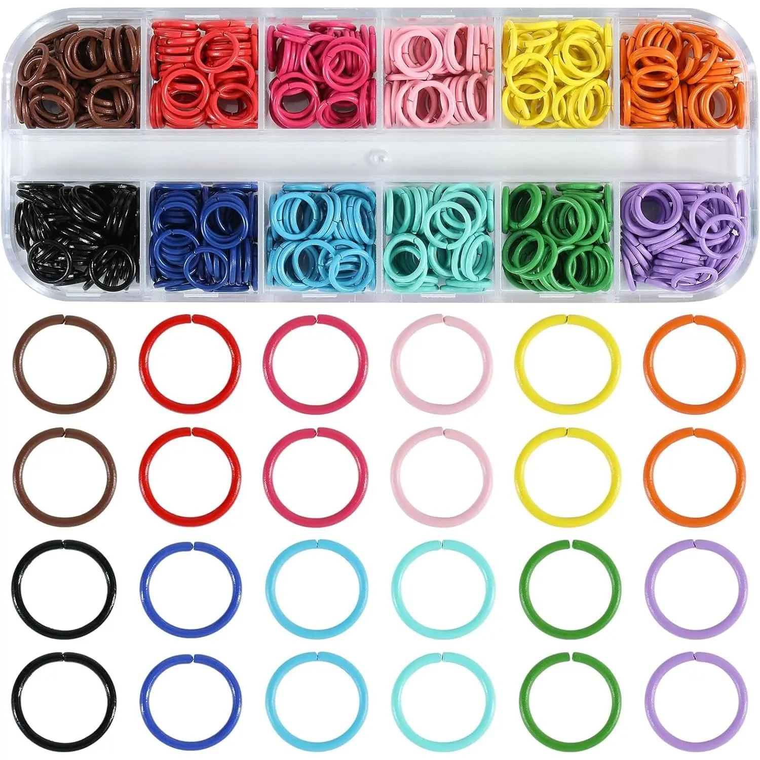 8mm Iron Jump Rings for  Making, 12 Colors, 540 count | O Shape Colored Jump Ring Chainmail Rings for Necklaces Bracelet Earring   Making Supplies