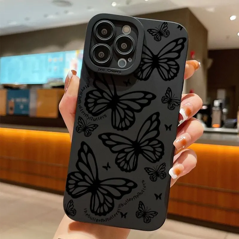 New Black Bow Pattern Shockproof Mobile Phone Case Suitable For iPhone 17Air 16E 15 14 13 12 11 X XR XS XSMAX Pro Max Plus Series Full Cover Soft Shell, Cute Gift