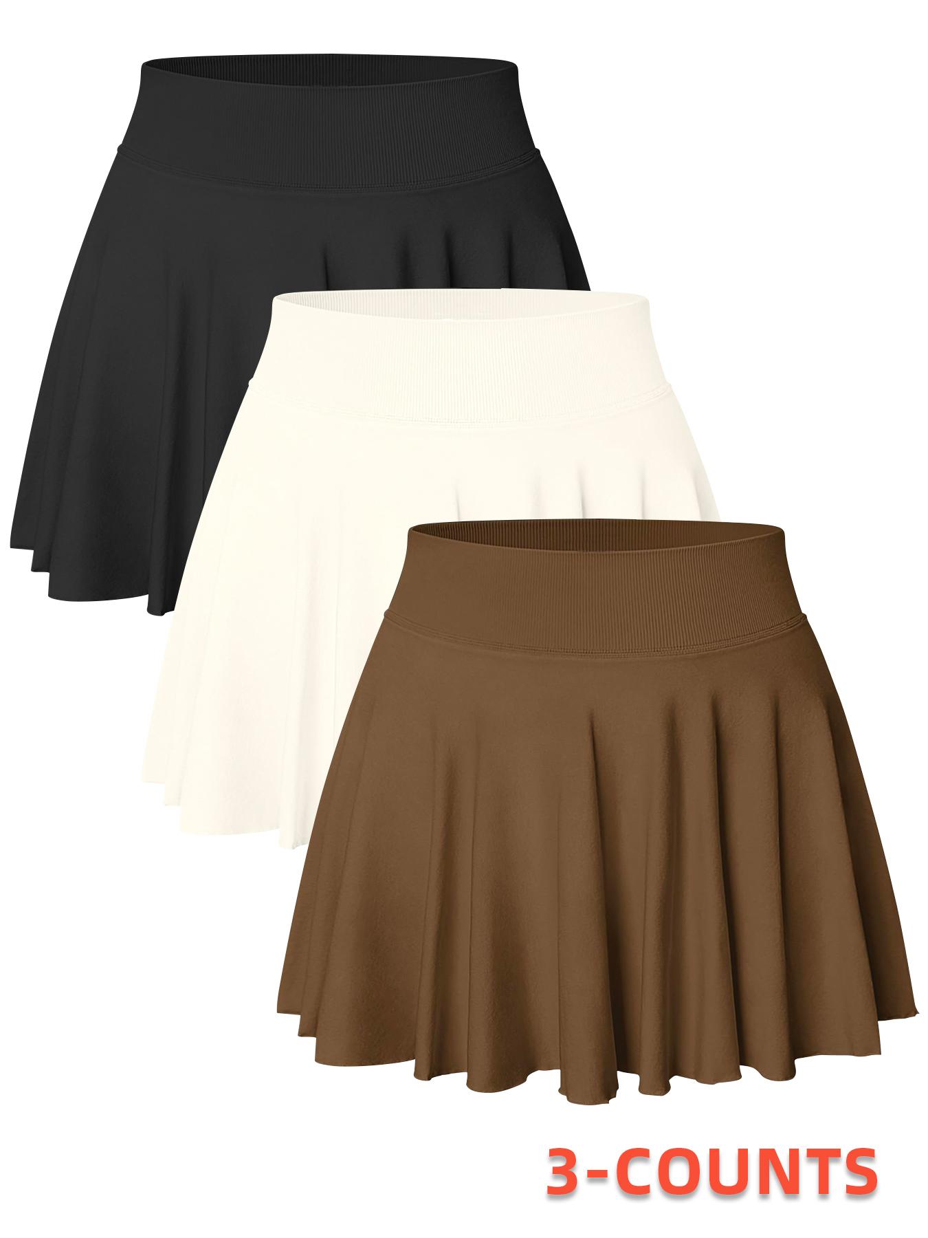 Women's Solid Color Sports Skort, Comfy Breathable Pocket Inner Skort for Tennis, Ladies Sportswear Activewear for All Seasons, Golf Skirts, Skirtswomen