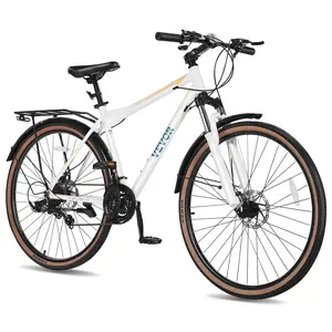 VEVOR Hybrid Bike, Lightweight Aluminum Frame Bike, 700c Wheel Men Women Hybrid Bicycle, Step-Over Adult Urban City Commuter Bikes, with 24-Speed Shimano Drivetrain, Alloy Adjustable Stem, Dual Brakes