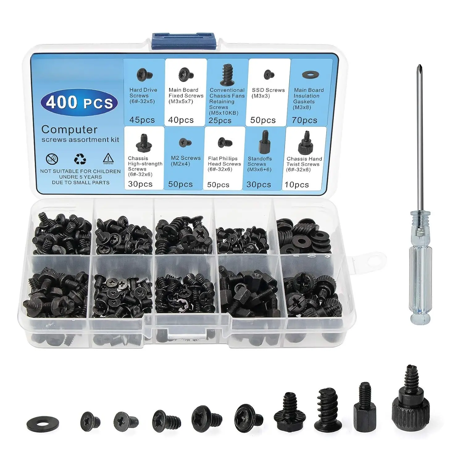 400 count  Screws Standoffs Kit SSD Screw for  Motherboard PC  Case Screw Fan CD-ROM with