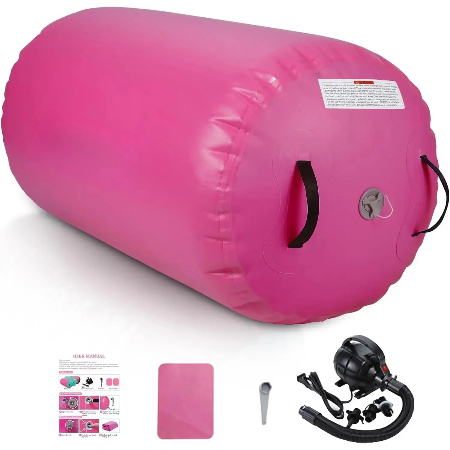 Air Barrel - Air Roller Gymnastics Barrel for  Handspring Trainer, Air Track Tumble Mat with Pump for Gym / Exercise/Cheerleading/ and Outdoor Use