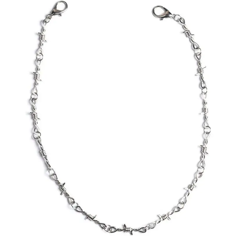 Punk Gothic Thorns Metal Barbed Wire Chain Necklace Bracelet   for Men Women
