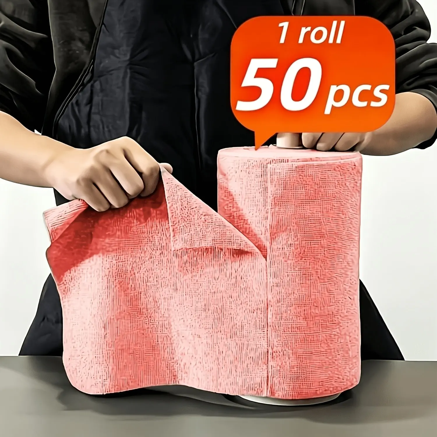 1 Roll 50pcs Reusable Ultra-Fine Fiber Towel Roll, Heavy Absorbent Quick-Dry, Kitchen Bathroom Cleaning, Outdoor RV Use, Large Roll