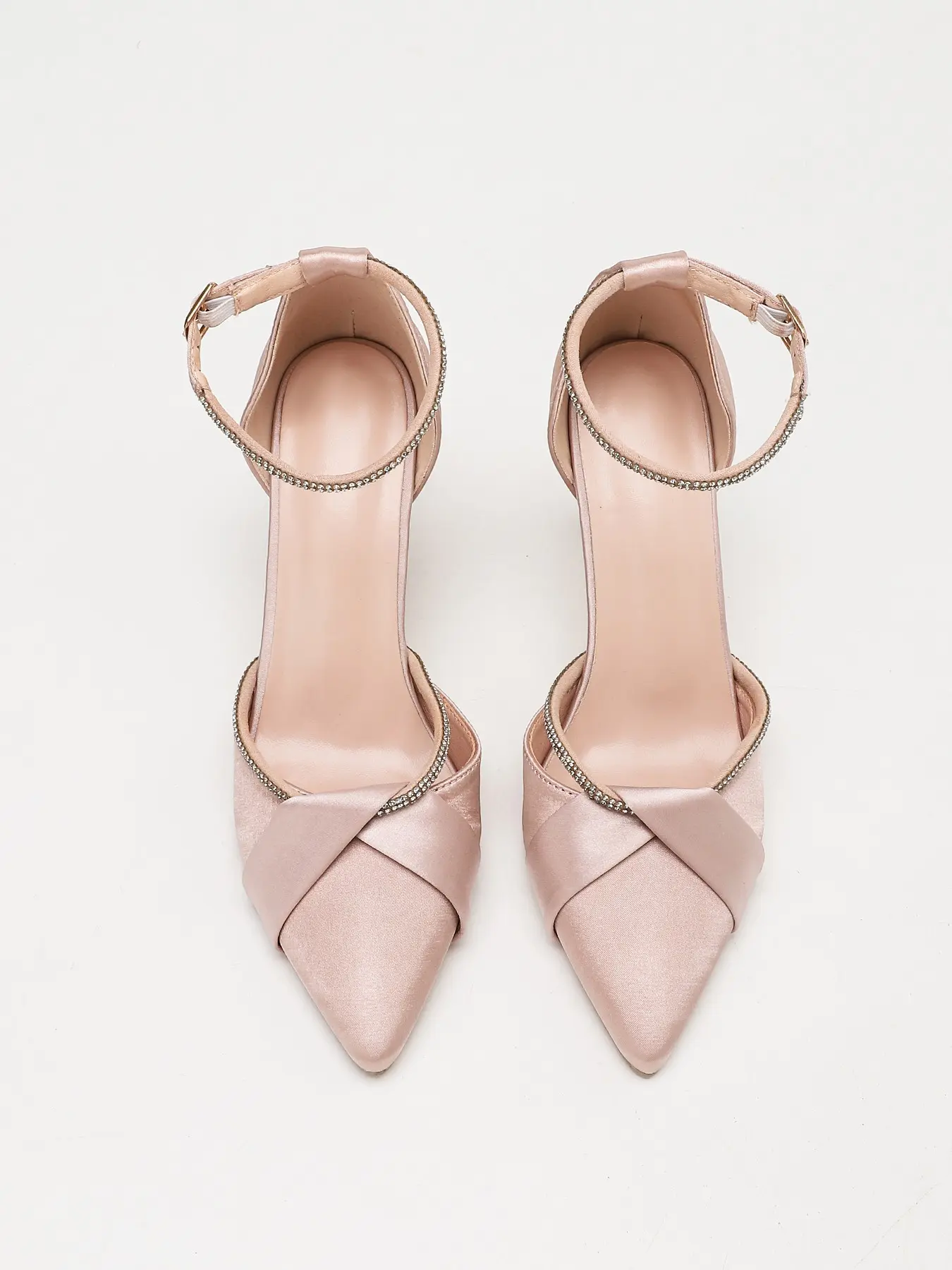 Elegant Rhinestone Stiletto Glitter Strappy Sandals for Women, Satin Fine Heel High Heels, Wedding Bridesmaid Shoes, Spring & Fall Fashion