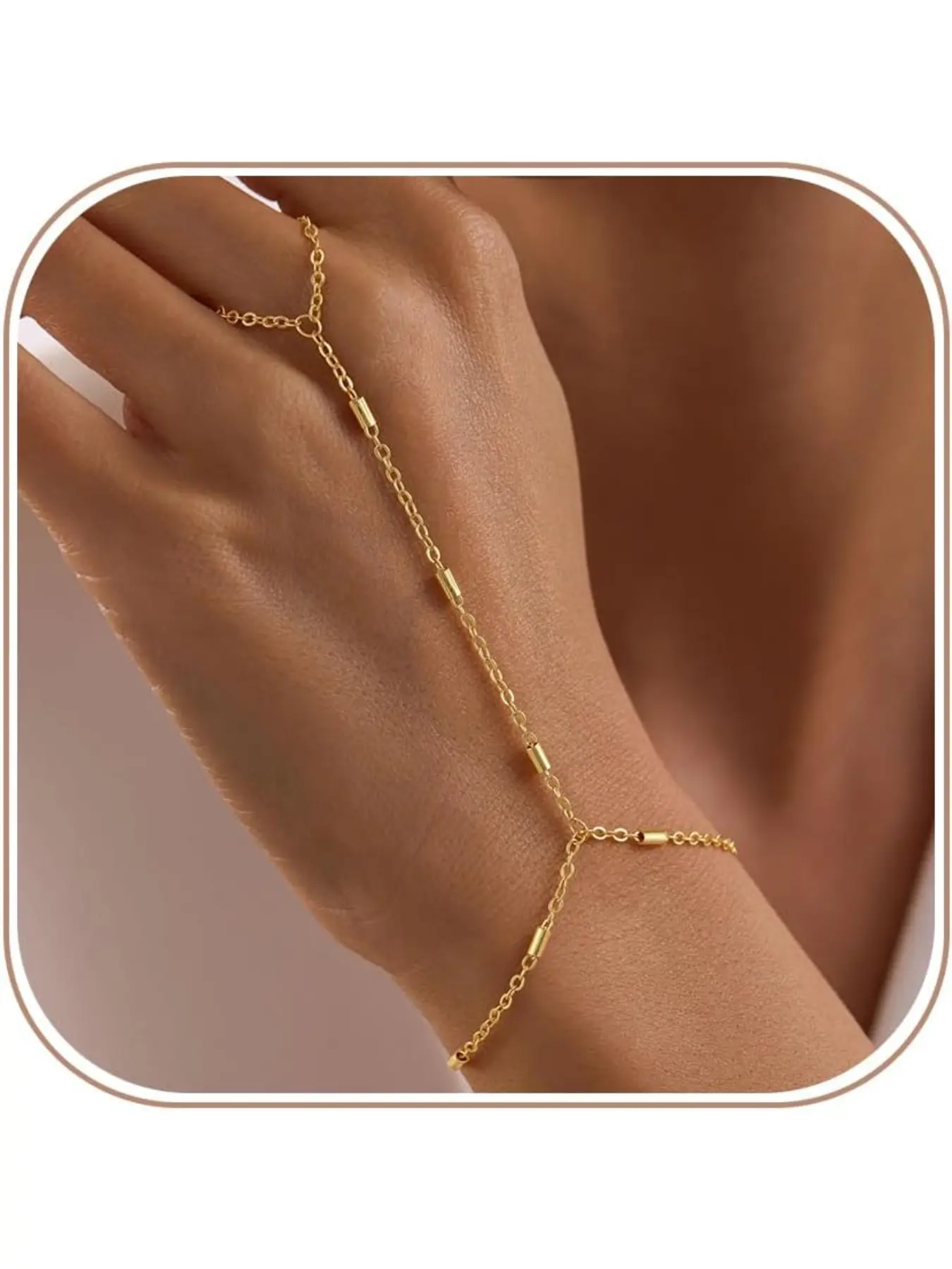 Golden Hand Chain Bracelets for Women - Ring Bracelet Hand Chain Finger Bracelets Stack Body Jewelry Gifts for Women