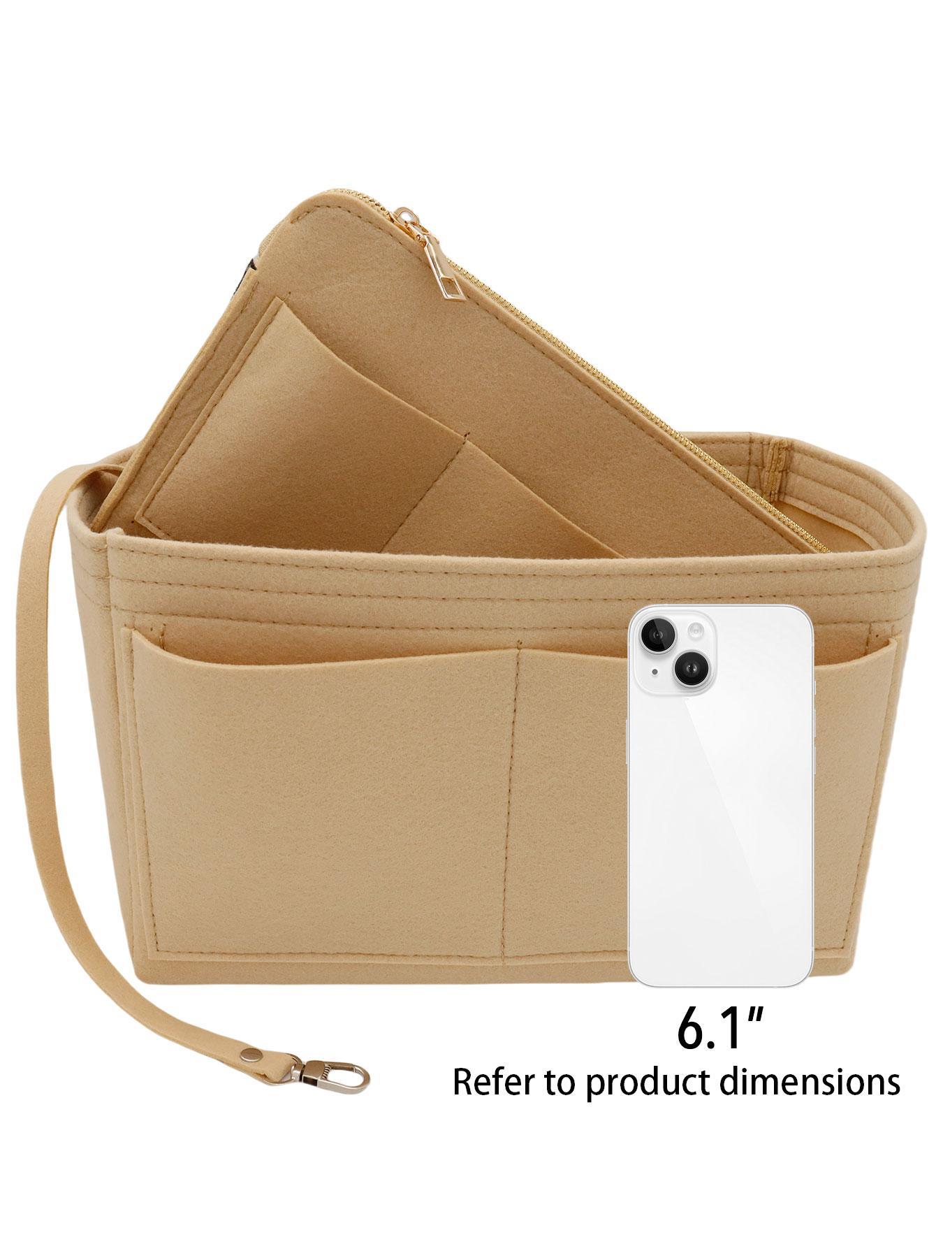 Felt Bag Organizer with Zipper, Multi-grid Bag Organizer Insert, Handbag & Tote Shaper for Speedy Neverfull Tote, Travel Organization Pouch, Multipurpose Tote Organizer, Travel Essentials Bag