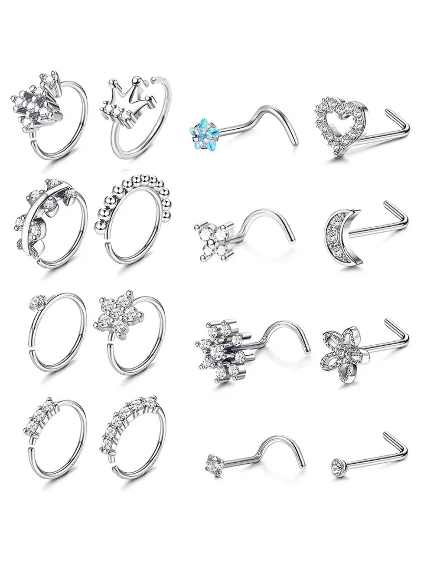 Women's Elegant Rhinestone Decorated Nose Ring, Nose Ring for Women & Girls, Casual Fashion Accessories for Party & Daily Decor, Trendy Jewelry for Gift, Nose Piercing Jewelry, Nose Cuff, Body Piercing Jewelry