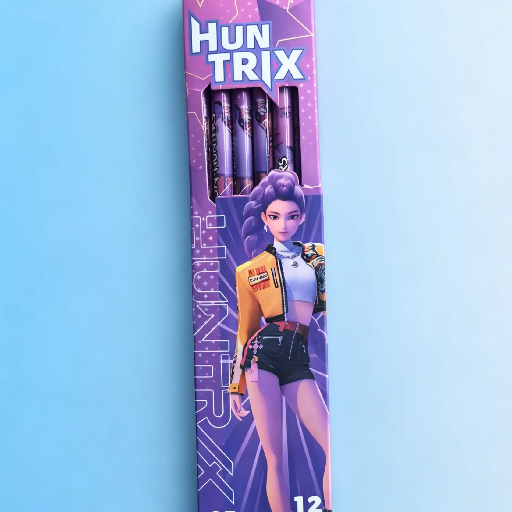 12-Piece K-Pop 2b Pencil Set with Eraser and Sharpener, Cute Student Pencils with Leather Heads, Perfect for School Supplies