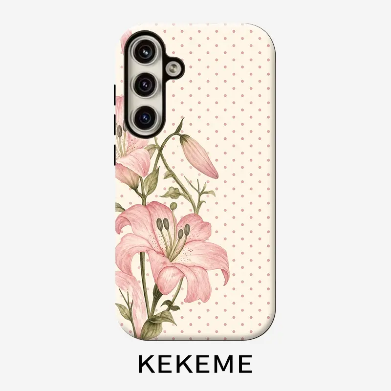 Pink Dot Lily Creative Pattern, 2-in-1 Phone Case Cover for iPhone 18 and Samsung Galaxy S26 S25 S24 S23 S22 S21 FE Plus EDGE Ultra, A57 A37 A17 A26 A36 A56 A07 A16 A27 A25 A35 A55 A06 A15 A24 A54 A05 A14 A23 A33 A53 A04 A13