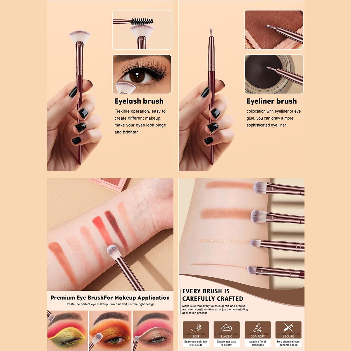 Makeup Tool Set, Makeup Brush Kit, 1 Set Makeup Brushes & Sponge & Finger Powder Puff & Wash Bag & Brush Bowl & Wristbands & Headbands, Professional Makeup Tools for Women