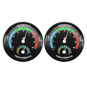 Mini Analog Thermometer Hygrometer 2 Pack, Dial Temperature Humidity Gauge Terrarium Thermometer Celsius and Fahrenheit, Night Luminous