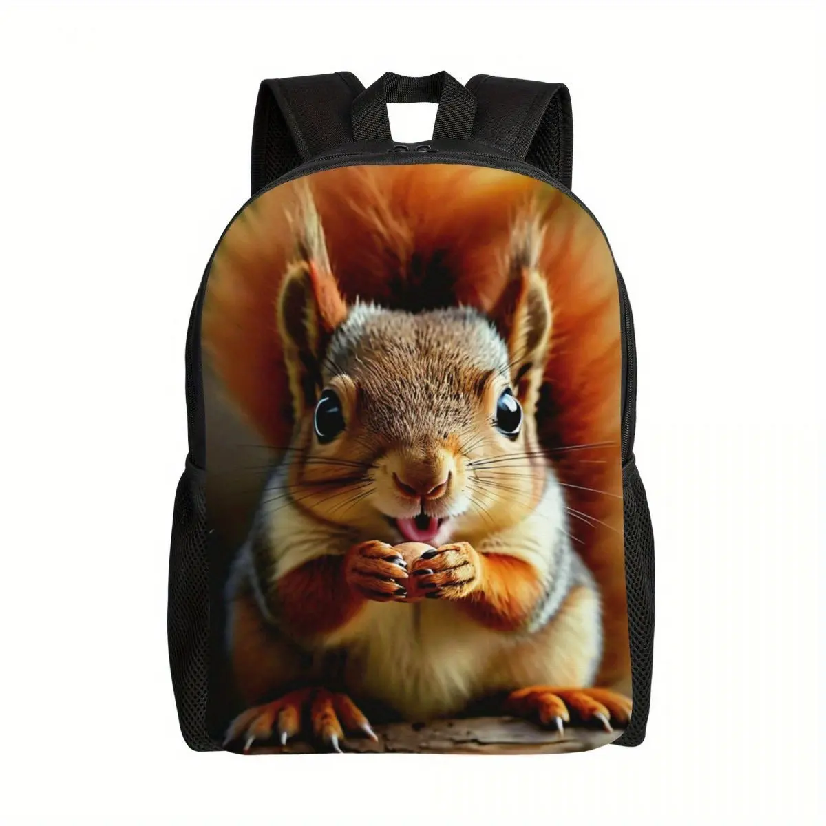 Charming Squirrel Print Backpack - Lightweight, Large Capacity School & Laptop Bag with Adjustable Straps and Zip Closure for Travel, College, Backpack, Squirrel, Lightweight, Large Capacity