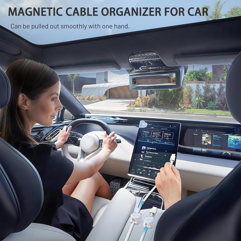 Magnetic Cable Organizer Set Adjustable Adhesive Clips for Tidy Cable Management Under Desk, in Car, at Home or Office (Mixed Colors)