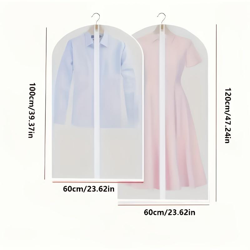 Pack of 10 or pack of 1 thickened transparent garment bags with full zipper closure - suitable for suits, wedding dresses, travel and wardrobe organization. Dust and wrinkle resistant; easy to identify