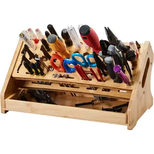 Bamboo Screwdriver Organizer Rack Desktop Hand Tool Stand and Repair Tool Storage Holder