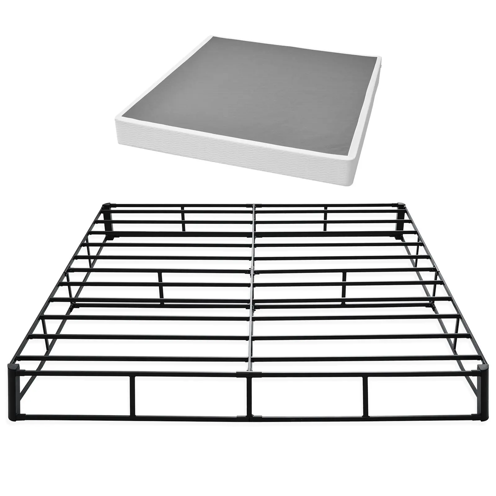 【DealsForYouDays】VEVOR Box Spring, King Size Bed Frame with Washable Fabric Cloth, Heavy Duty Metal Frame for King Bed, 9.1 in Mattress Foundation, 3500 lbs Max Weight Capacity, Easy Assembly, 79.1x 75.8x 9.1 in