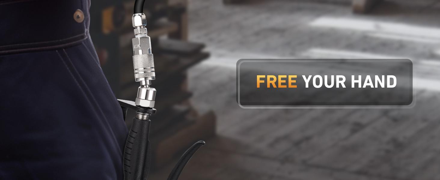 Pneumatic Tool Rafter Hook Hanger with 1/4 Inch & 360° Swivel Air Fitting, Lightweight Aluminum Air Tool Organizer Holder, L Shaped Hook for Air Nailer, Air Hammer, Air Blow Gun